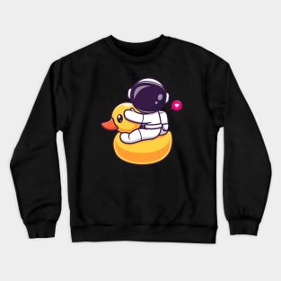 Cute Astronaut Riding Duck Balloon Cartoon Crewneck Sweatshirt